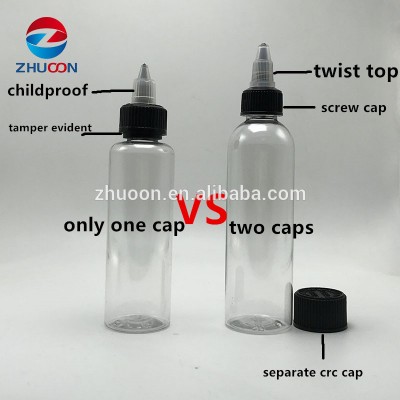 120ml transparent pet twist cap plastic bottle liquid bottle eliquid bottles with Childproof Cap