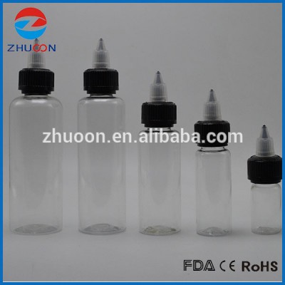 world first patented and 60ML 100ML 120ML double childproof twist eliquid bottle from zhuoon factory