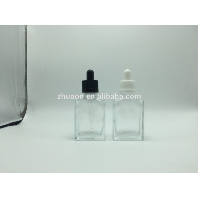 wholesale clear black blue red green 30ml rectangle glass bottles with childproof cap